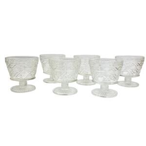 6 vintage Hazel Atlas Big Top Peanut Butter glass Champagne Tall Sherbet Glasses